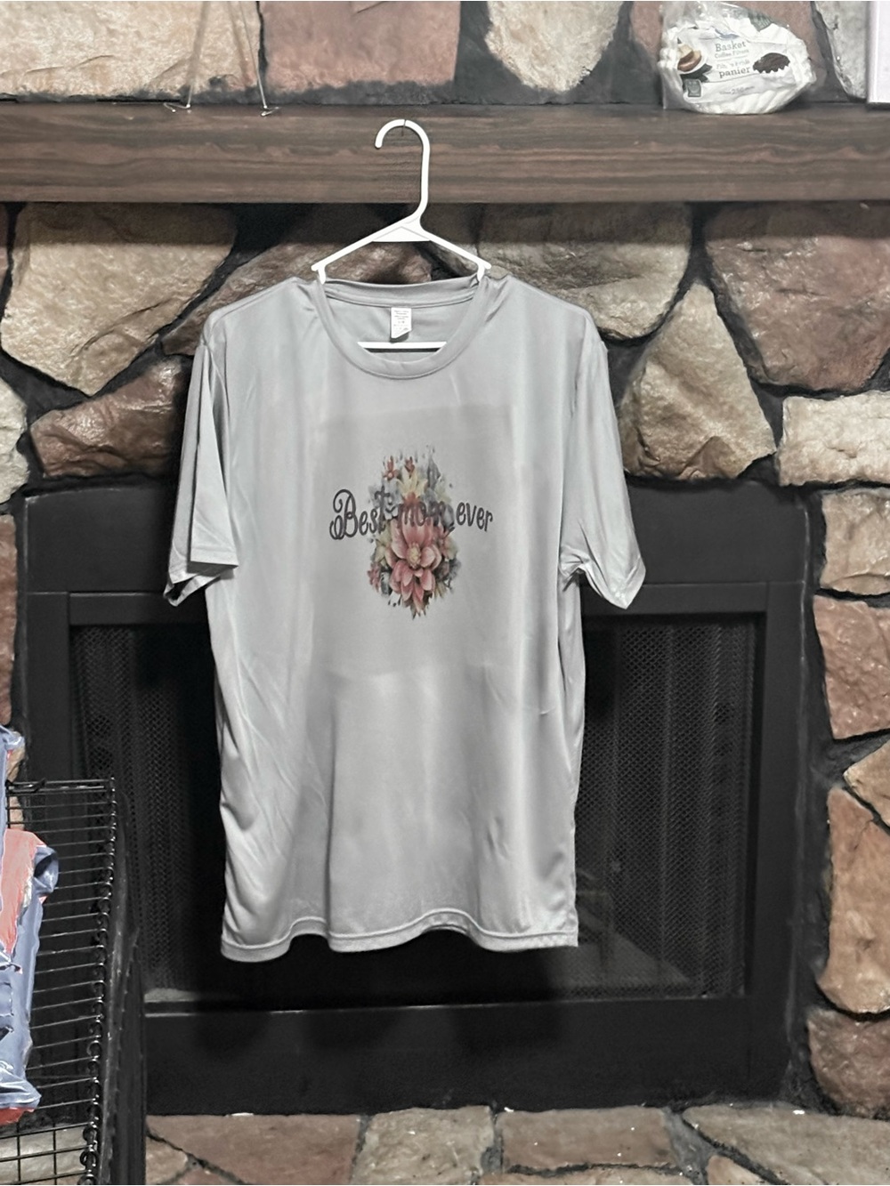 Gray Floral 'Best Mom Ever' Crew Neck T-Shirt